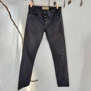 Levis made and crafted ruler straight black distressed denim